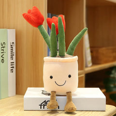 Smiling Tulip Plush Plant Decor