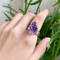 Personalized Versatile Natural Crushed Stone Crystal Ring