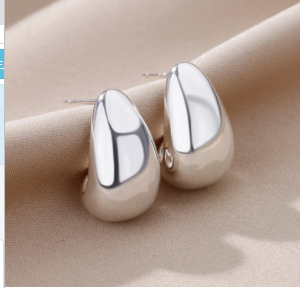 Modern 925 Sterling Silver Water Drop Earrings (One Pair)