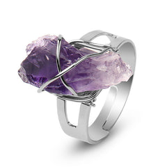 Personalized Versatile Natural Crushed Stone Crystal Ring