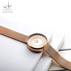 Shengke Vintage Women's Luxury Gold Fashion Watch