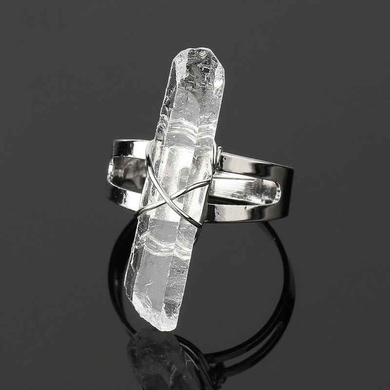 Personalized Versatile Natural Crushed Stone Crystal Ring